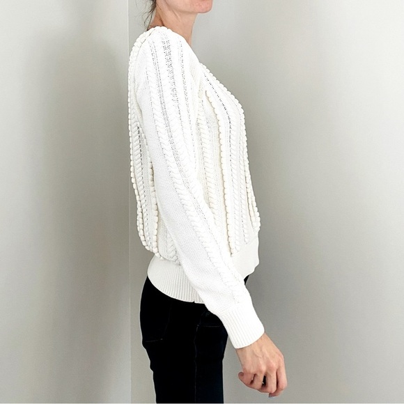 Banana Republic Chunky Cable Knit Crewneck Pullover Sweater , S White - Picture 7 of 13
